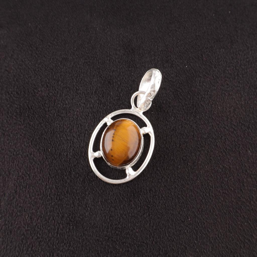 Oval Yellow Tiger'S Eye Gemstone Best Friend Gift New Pendant Jewelry 925 Silver PP-6-51