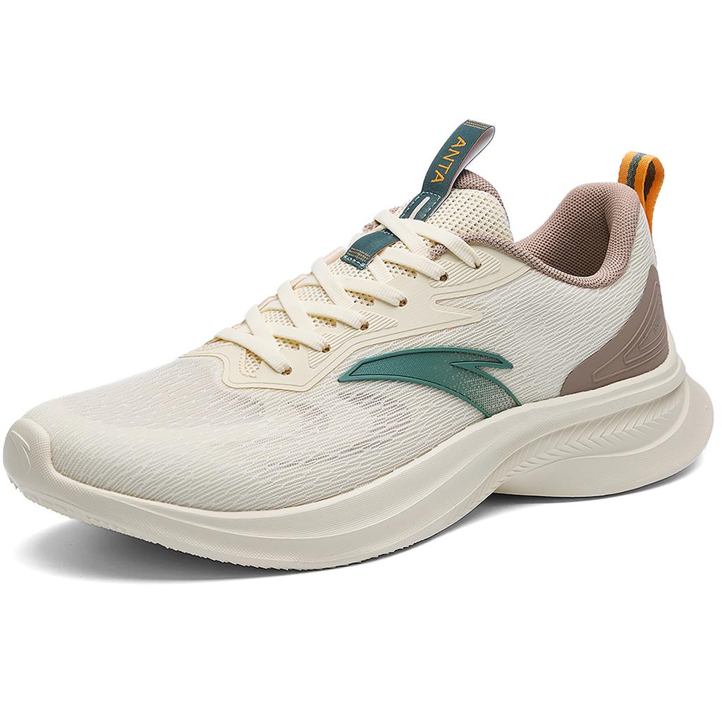 Anta Cushioning Breathable Slip Resistant Low Top Casual Running Shoes Men's Light Beige White 912625517Q-3