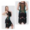 Sequined Tassel Dress Female Latin Dance Dress Prom Party Dress Stage Dress Big Skirt