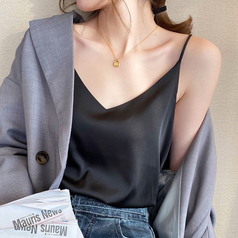 

Sexy V-neck Lace Silk Fashion Camisole Women s Inner Wear Fashion Western Style Fashion White Bottoming Shirt Tops