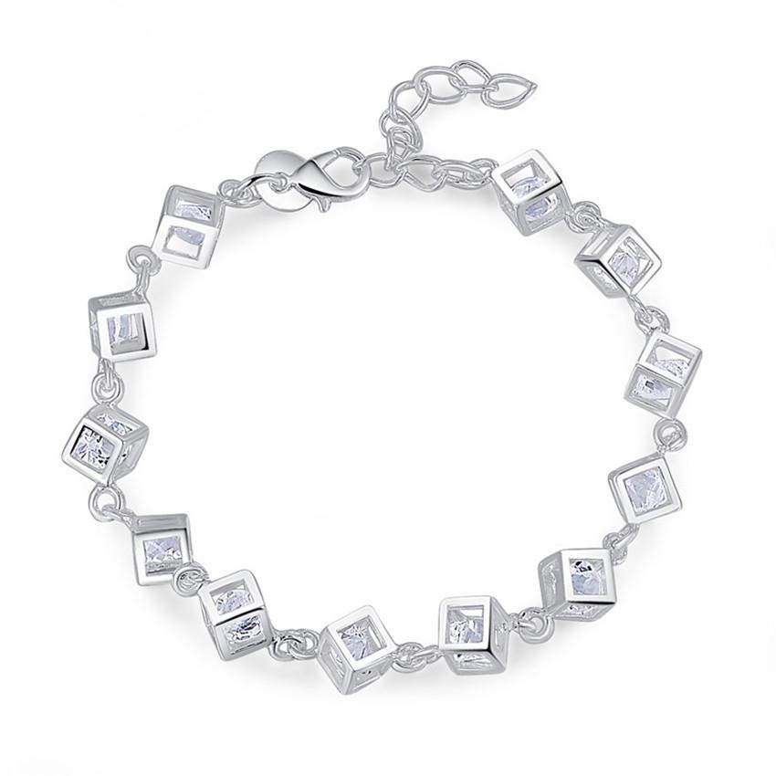 Jinshihu Silver-Plated Zircon & White Stone Bracelet - Fashionable & Exquisite Accessories