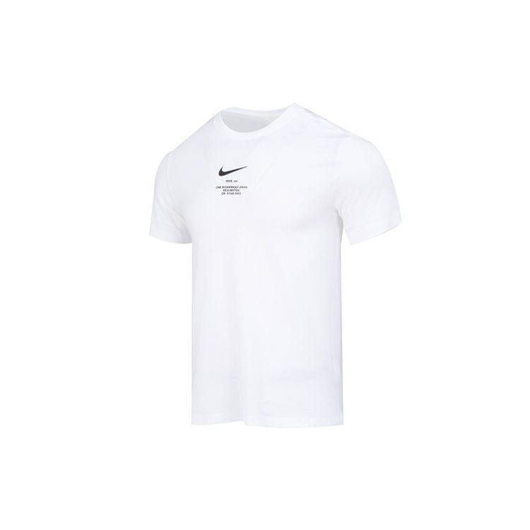 Nike Stor Swoosh Retro Bogstavlogo Print Sport Afslappet Rund Hals Kortærmet T-shirt Med Nedsænkede Skuldre Herre Toppe Hvid DZ2882-100