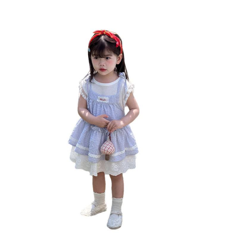 Summer Sleeveless Court Style Dress Set for Girls