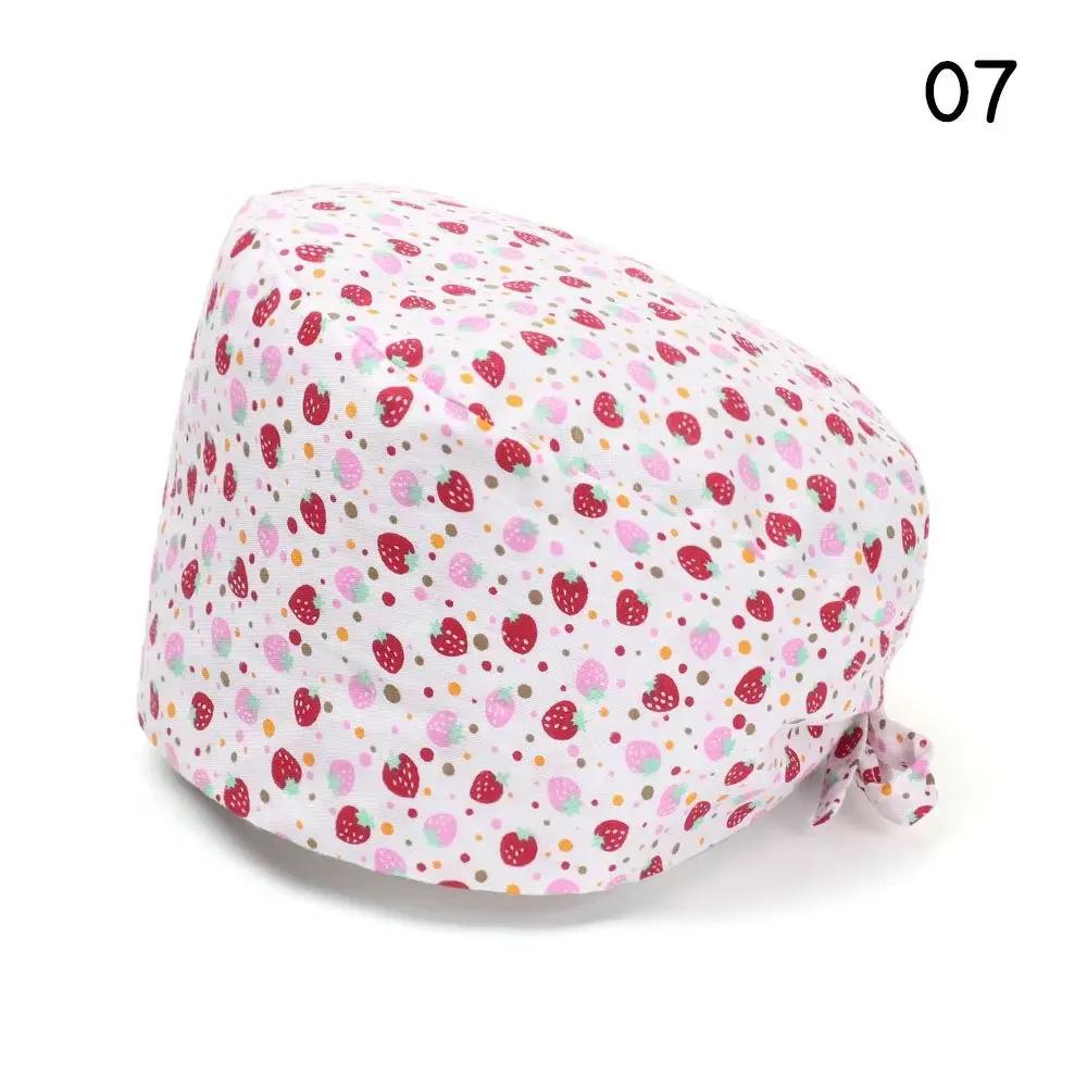 Adjustable HeadCover With Sweatband Men Women Bouffant Hat Pure Colour Cotton Hats Surgical Scrub Cap