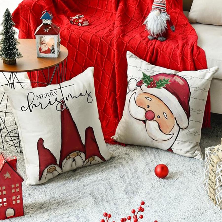 New Christmas Linen Pillowcase Cover - Home Decor Cushion
