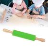 Extended Silicone Rolling Pin Solid Wooden Handle Non Stick Surface Rolling Pin Baking Tools Green