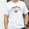 Tričko s potiskem švýcarského horského vzoru, kulatý výstřih, krátký rukáv, pánské letní módní ležérní sportovní tričko, Hip Hop tričko