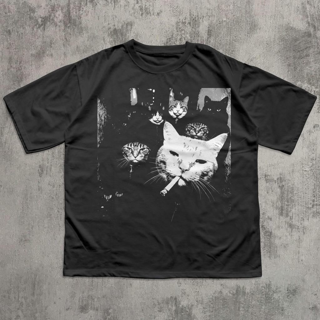 Funny Cat Meme Shirt Vintage Cat Lover Graphic Tee Gift for Cat Lovers
