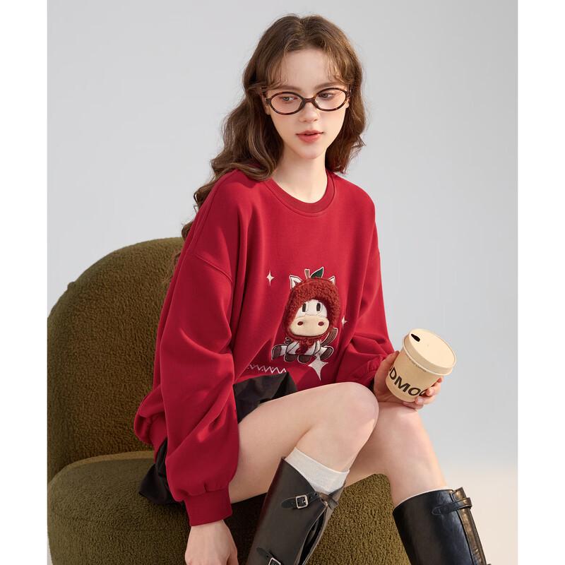 TonLion Women's Cartoon Print Round Neck Sweatshirt