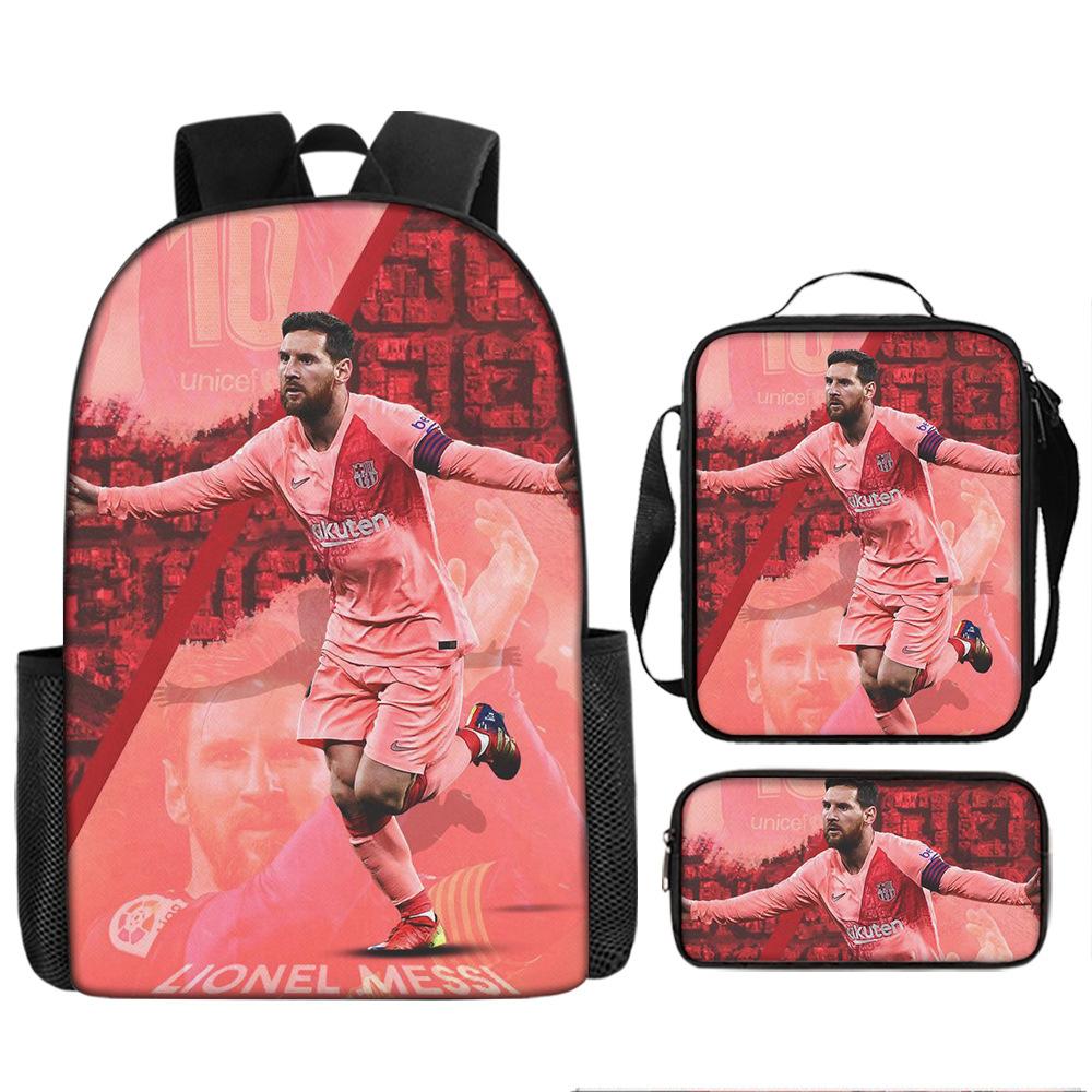 Football Schoolbag Three-Piece Backpack Pencil Bag Satchel Package Primary And Secondary School Students Schoolbag