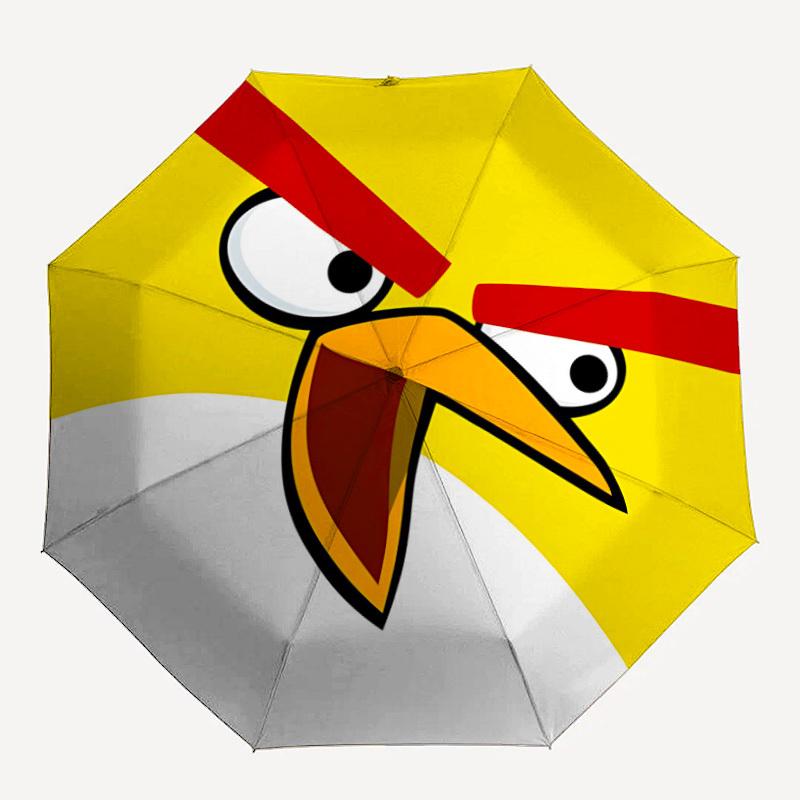 

1pc Angry Birds, Yellow Bird Automatic Umbrella 8 Rib Portable Folding Black Iron Frame for Outdoor, Beach, Travel, Beach Umbrella 157
