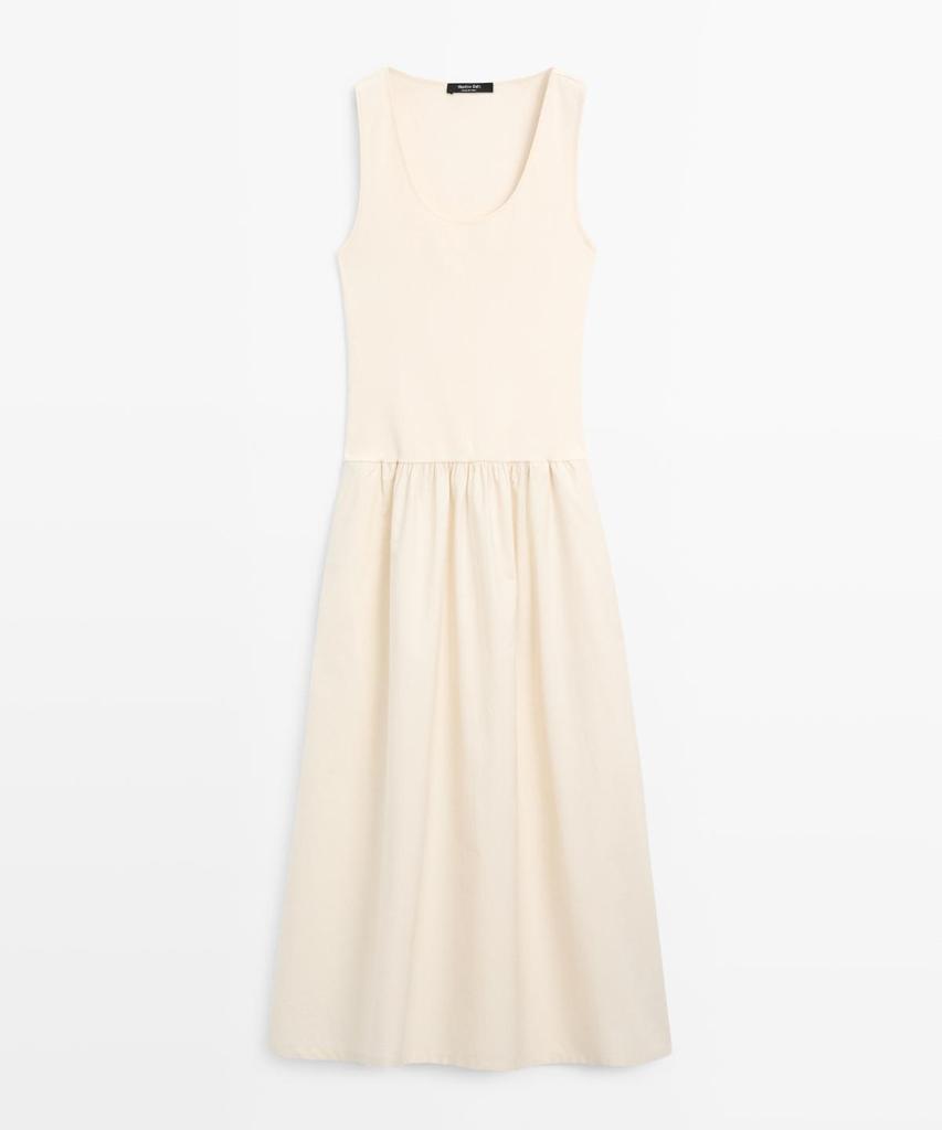 Masimodutti Cotton Blend Poplin Combination Dress