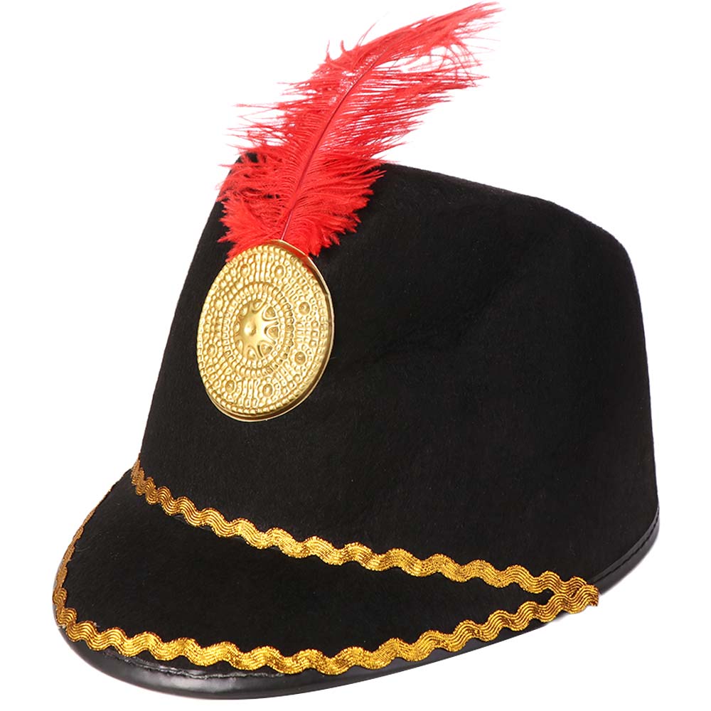 Cappello per Banda Musicale da Travestimento Cappello da Tamburmaggiore Cavaliere Vintage Cappello Elegante Cappello Uniforme Halloween
