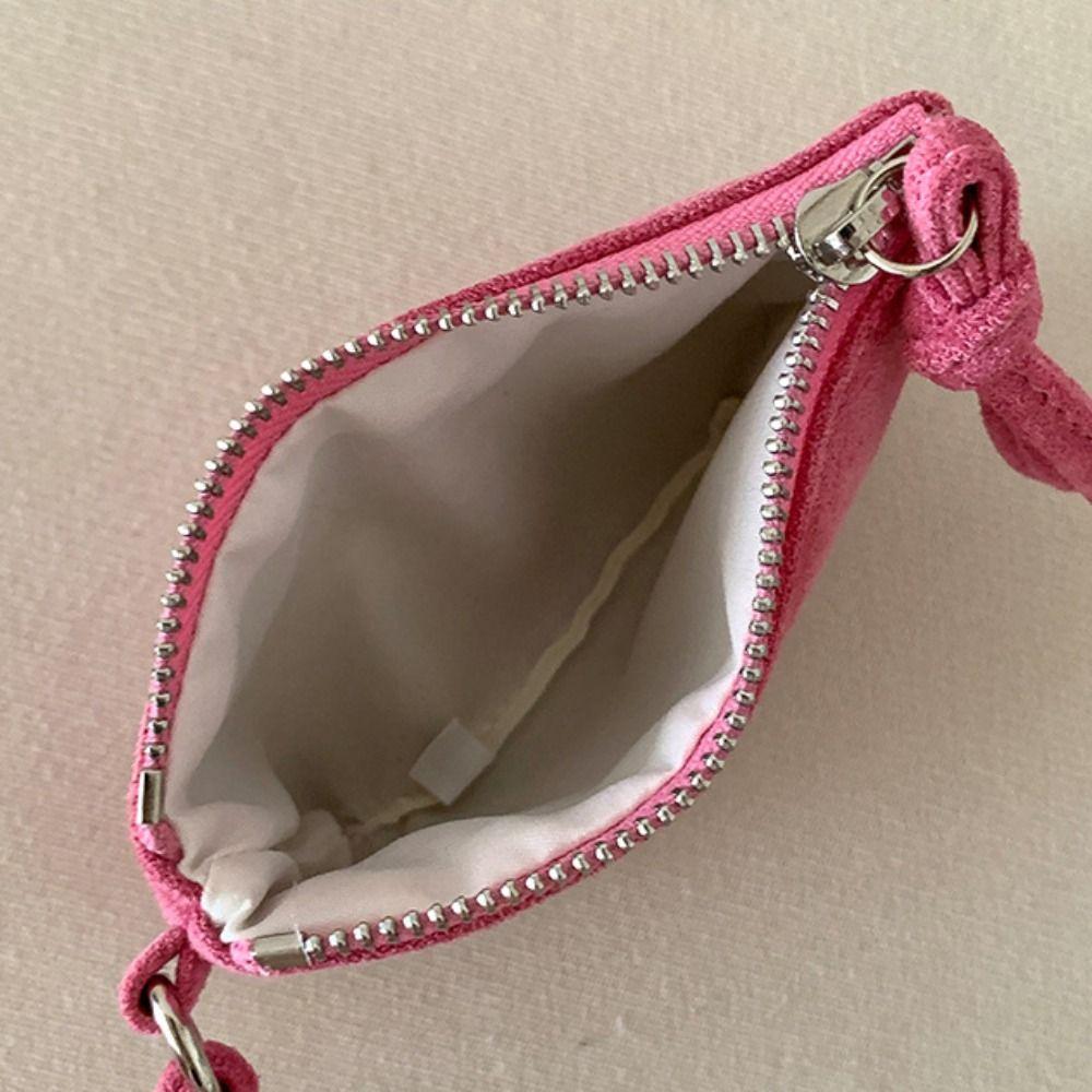 PU Leather Suede Coin Purse Shoulder Bag Hanging Neck Lanyard Wallet Makeup Storage Korean Style Mini Storage Bag Travel