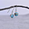 Copper turquoise Earrings Handmade Earrings for Women Turquoise round dangle hook Earrings Healing crystal earrings Bridesmaid Gift