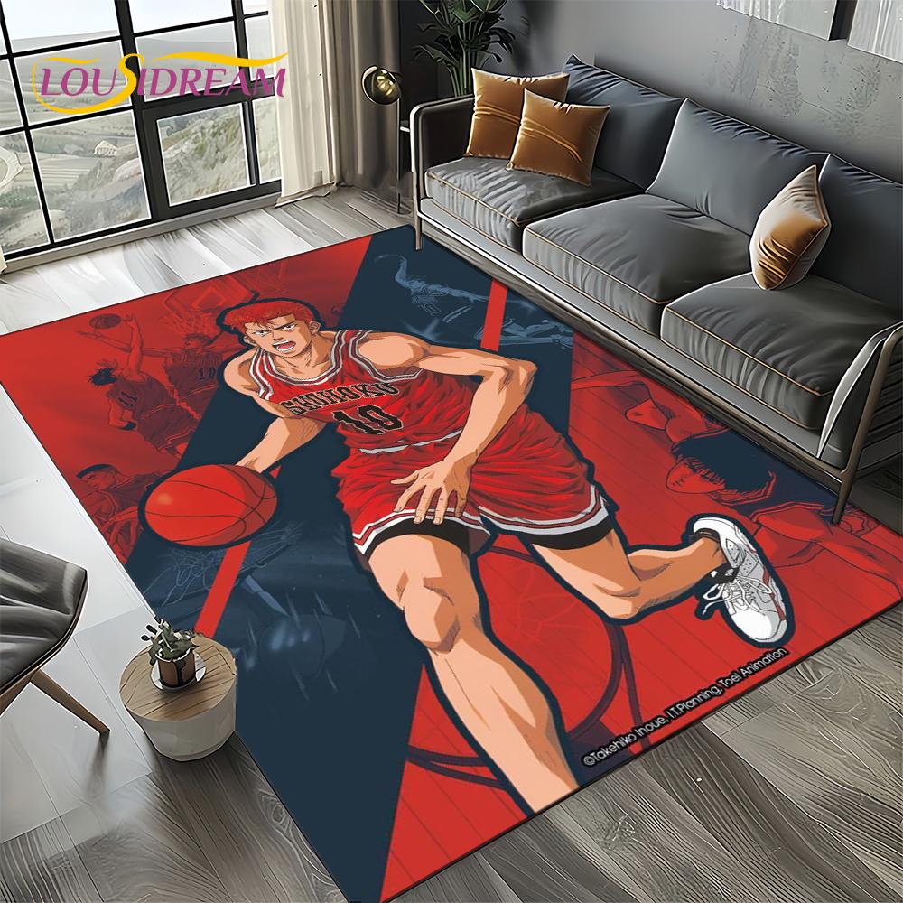 2025 New Cartoon Slam Dunk Anime Basketball Carpet Rug for Bedroom Living Room Home Sofa Decoration,kid Play Decor Floor Mat