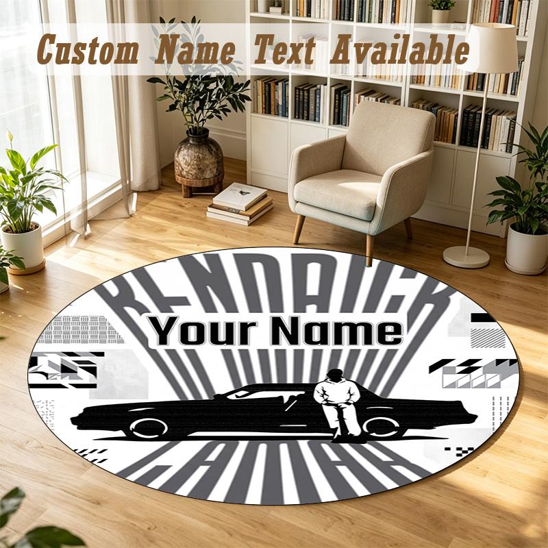 Round Rug Custom NameKendrick Lamar Pattern Non Slip Carpet Home Floor Decor