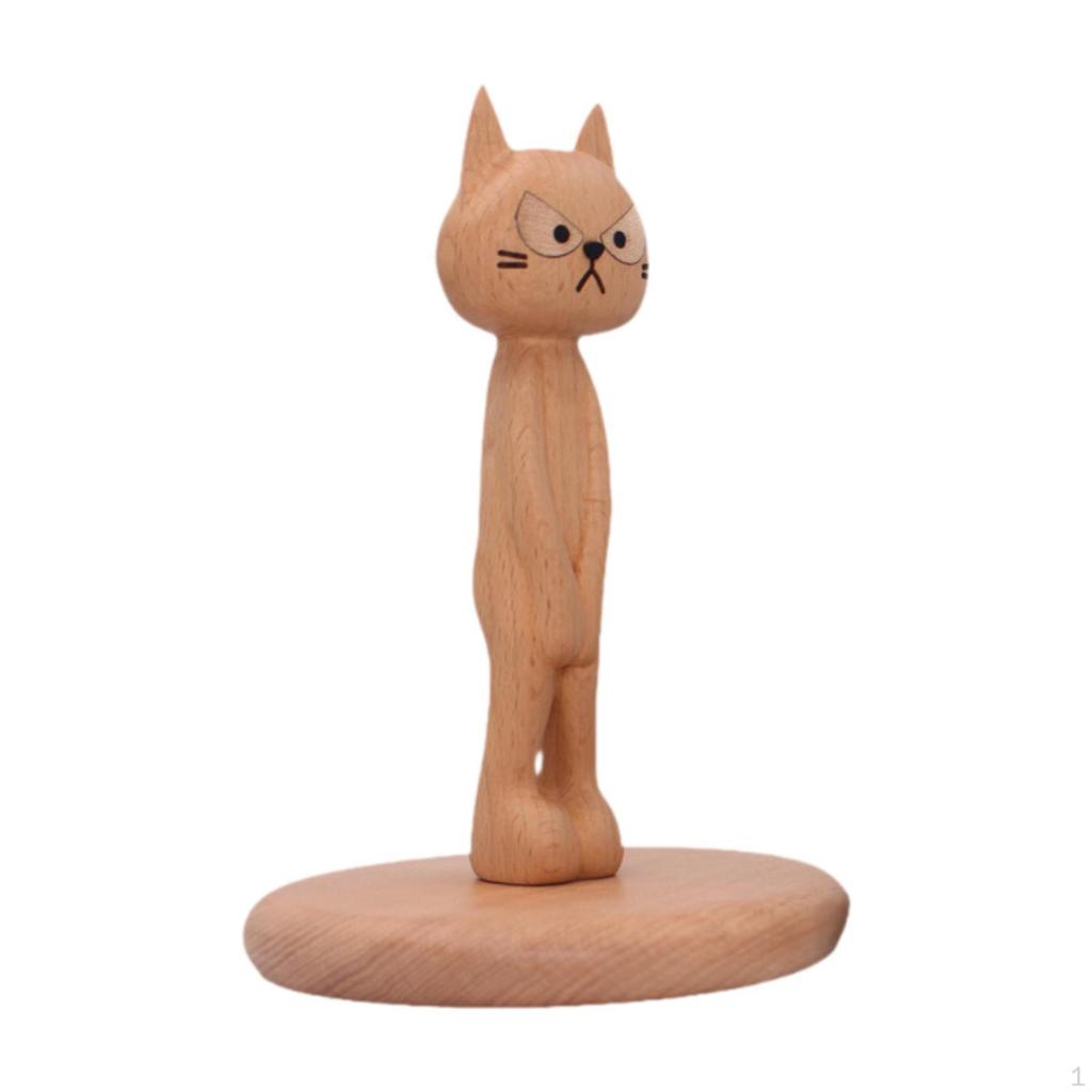 Porte-essuie-tout en bois Forme de chat Rustique pour Salle de bain Maison Organisateur de cuisine Marron Foncé