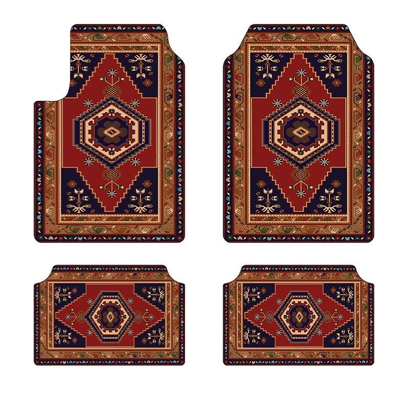 Vintage Persia Kilim Complete Car Foot Mat Machine Made Suede Anti-Skid PVC Bottom Wear Resistant Universal Car Interior Rug