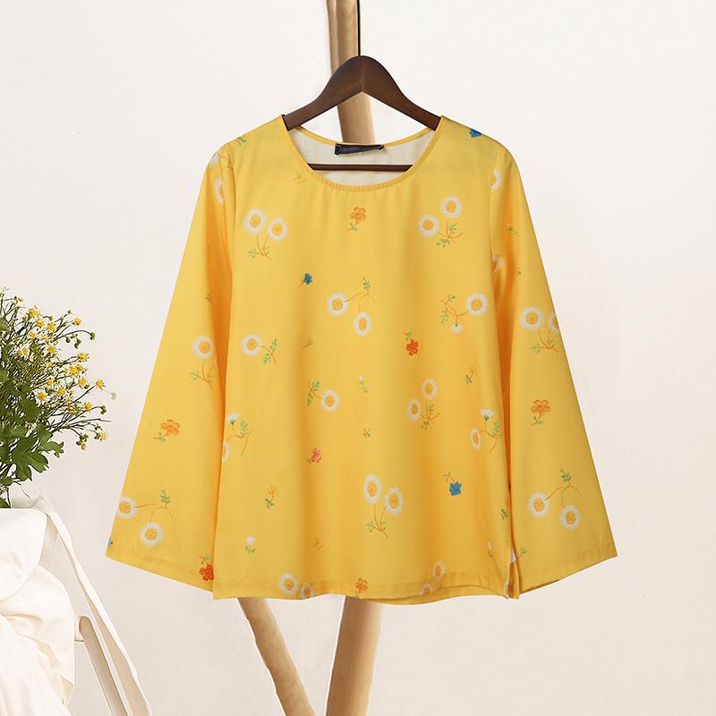 

ZANZEA Women Casual Round Neck Loose Long Sleeve Floral Blouse S