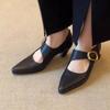 Fashion Fashion Pointed Toe Women Mid Heels Shoes Elegant Chunky Shallow Sandals 2025 Autumn New Trends Pumps Buckle Dress Zapatillas