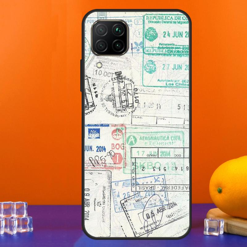 Retro Postkarte Reisepassstempel Für Huawei Nova 12s 12i 11i 5T 9 10 SE Y91 Y90 Y60 Y70 Y72 Y61 P60 Pro P20 P40 P30 Lite Hülle