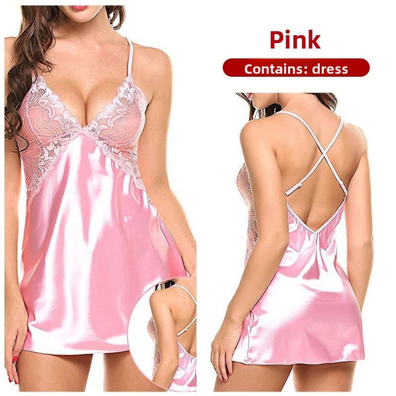 Damen Sexy Ärmelloses Rückenfreies Nachthemd mit Überkreuztem Rückendesign