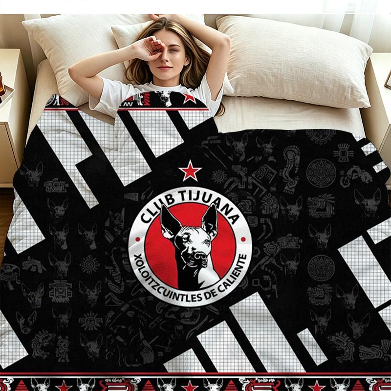 Tijuana Logo Print Flannel Blanket High Quality Warm Comfortable Cover for All Seasons Perfect for Gifts Home Decor