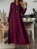 2025 Autumn/Winter Elegant European & American Solid Color Long Sleeve Slimming Maxi Dress