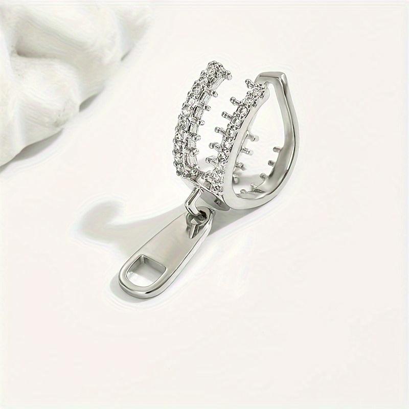 1pair A Fun No-Piercing Zipper Ear Clip And Earring, Creatively Designed for Those Without Ear Holes