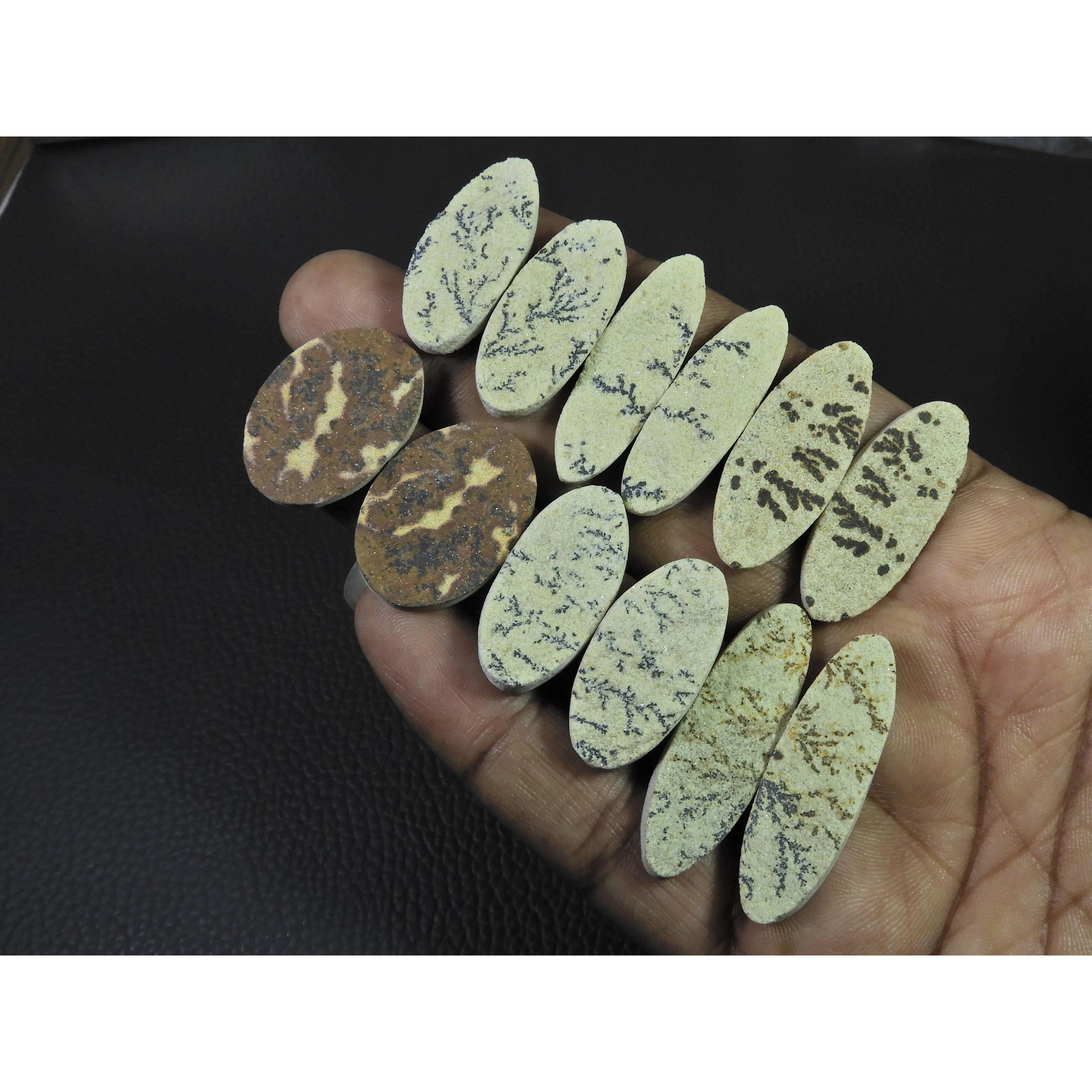 Natural Psilomelane Germane Dendrite Matched Pair Loose Gemstone 06 Pair Lot C-2174