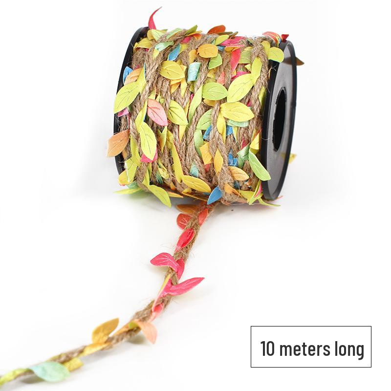10m Rattan Green Leaf Decorative Jute Rope for DIY Nature Corner or Kindergarten Decor