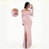 2026 Autumn One-Shoulder Slit Long Sleeve Slim Fit Socialite Dress