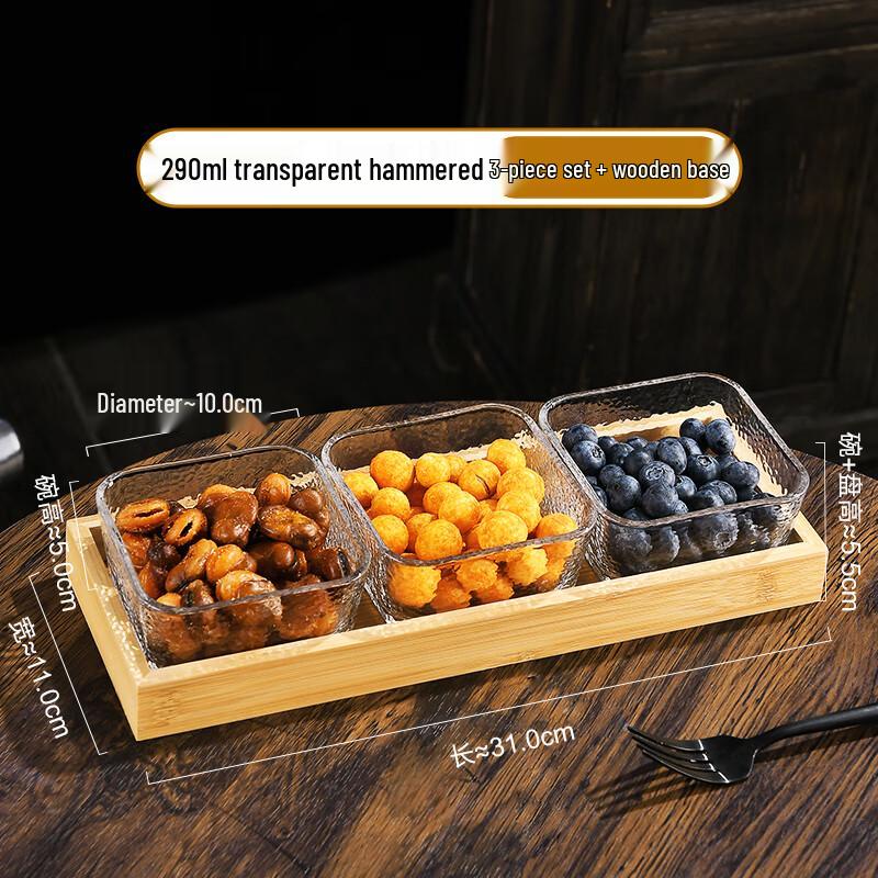 Glass Divided Snack and Fruit Platter Set