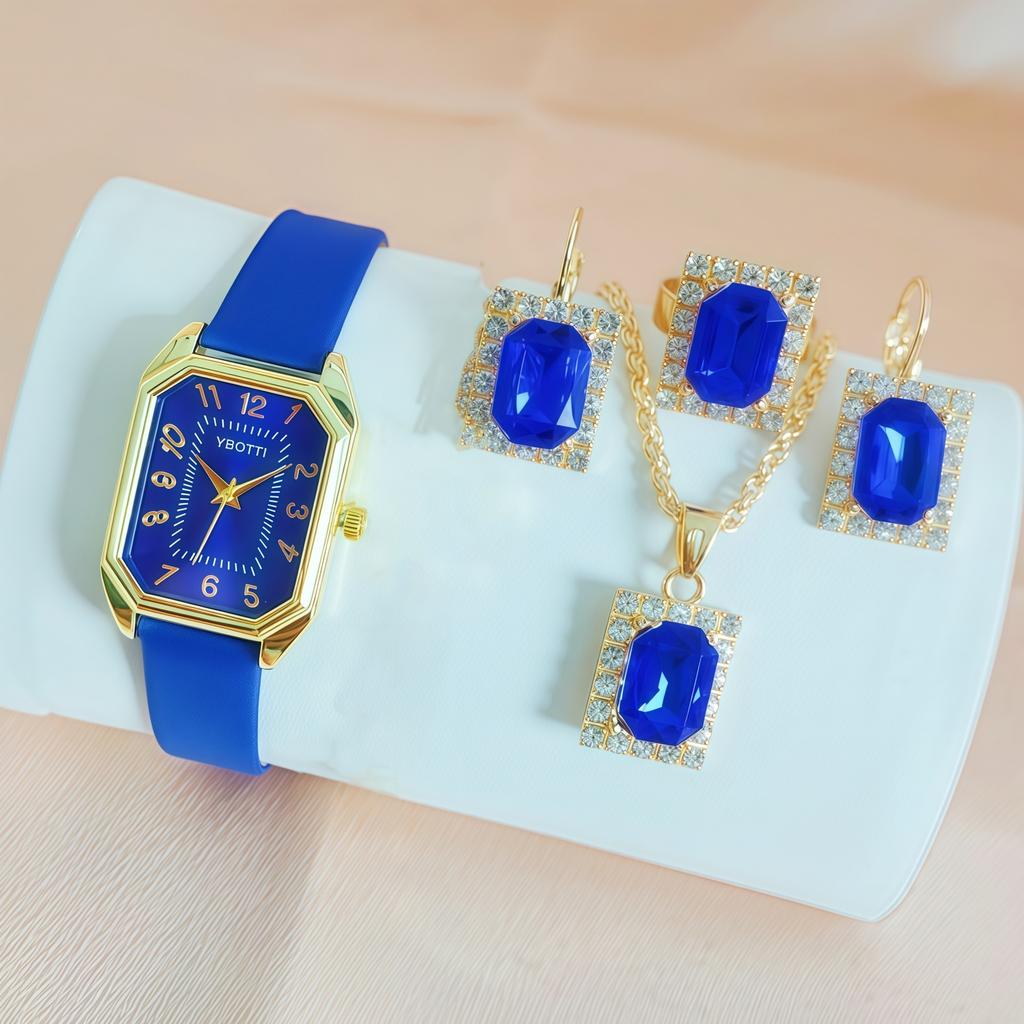Women'S Square Belt Gem Watch Set, Yanyu Trade Ybotti Quartz Watch Accessories Explosive Set