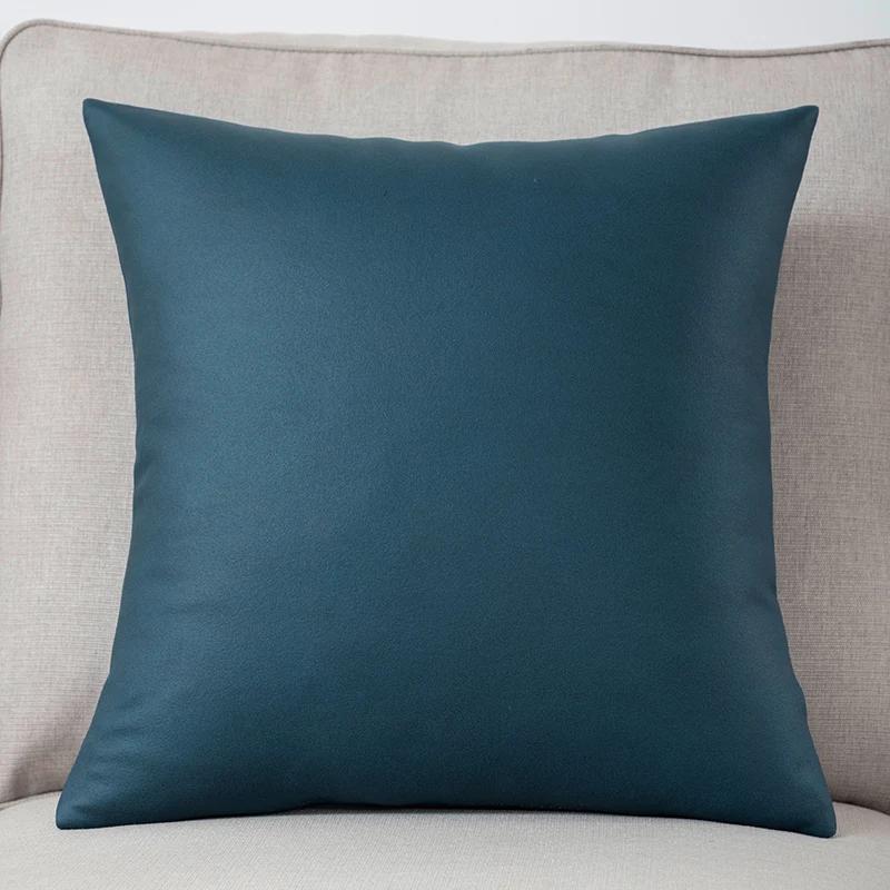 Solid Color Technology Cloth Pillowcase Modern Imitation Leather Waterproof Cushion Cover Nordic Sofa Living Room Decor