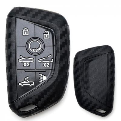 "Carbon Fiber" Pattern Silicone Key Fob Cover For Chevy 20+ C8 Corvette Stingray