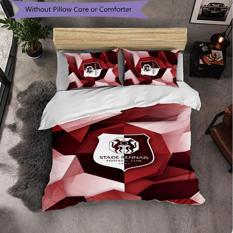 Stade Rennais FC Themed Bedding 3Pcs Duvet Cover Set Decorative Bed Linen For Teen Room Home Decoration