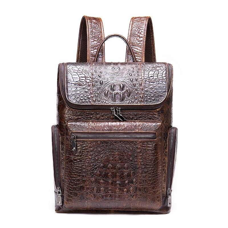 2026 new fashion crocodile leather men's backpack men's bagpack casual fashionable cowhide travel backpack for man real cow skin