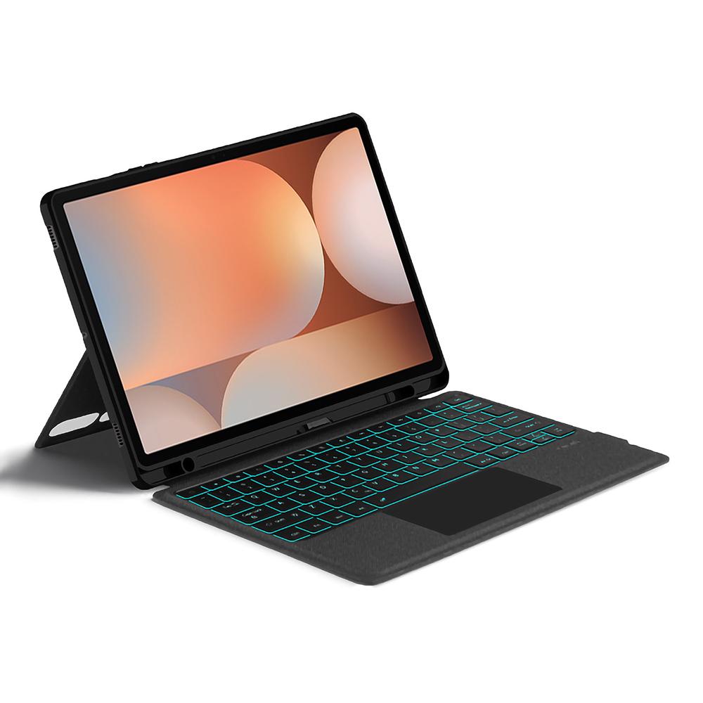 

For Samsung Galaxy Tab S10+/S9+ Leather Case+Bluetooth-Compatible Keyboard with Backlight Trackpad A