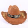 Popular European and American Classic Suede Western Cowboy Hat Men's and Women's Big Brim Embroidered Outdoor Sun Hat