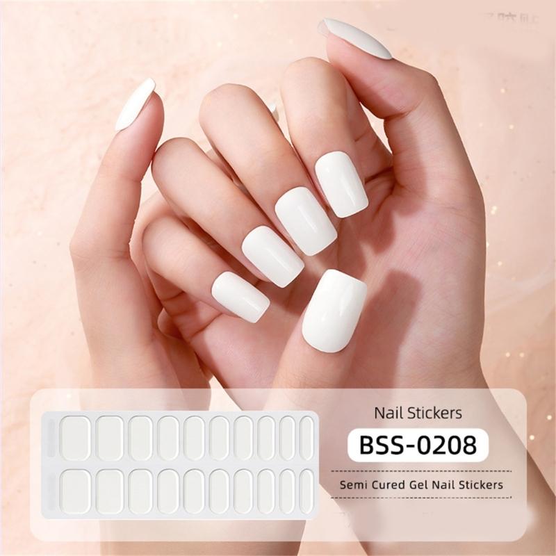 Semi Cured Gel Nail Strips Patches Sliders UV/LED Lamp Cured Adhesive Long Lasting Full Cover Gel Nail Stcikers Manicure