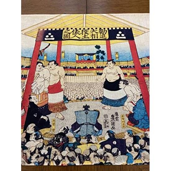Ukiyo-e Tenugui Kanjin Dai Sumo Dohyo Iri no Zu Utagawa Toyokuni