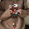 Red Plaid Artistic Phone Case for iPhone 17 Pro, 16 Plus, and 15 with Dirt Resistance and Card Holder by Harada Osamu