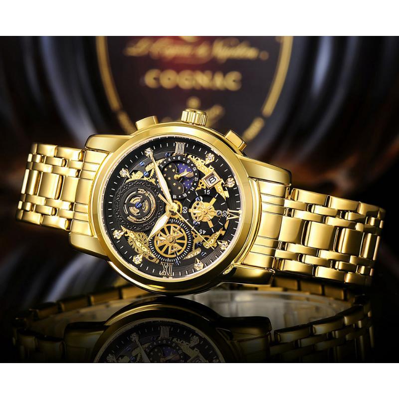 WWOOR Skeleton Watch Trendy Business Men's Watches Waterproof Fashion Quartz Men's Watches