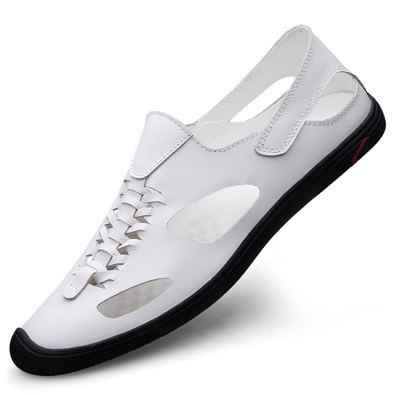 Men s Summer Leather Slip-On Sandals: Breathable, Soft Sole, Casual Outdoor Shoes 38 белый