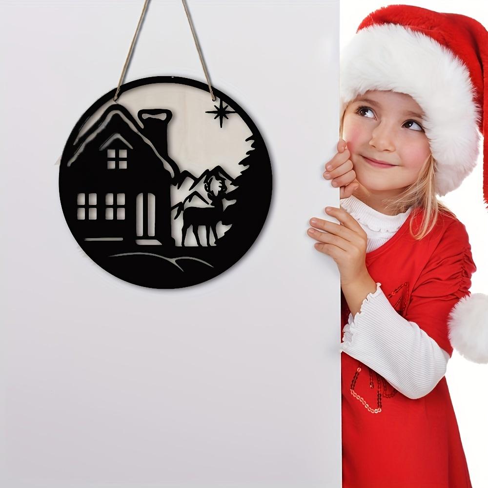 1pc Christmas Snowflake Christmas Elk Acrylic Wooden Double Wall Plaque, Home Party Decoration Wall Hangings