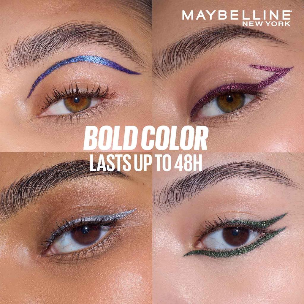 Maybelline New York Tattoo Play Metallic Silver Liquid Eyeliner Longwear Waterproof Bold Eye Makeup 2.1ml