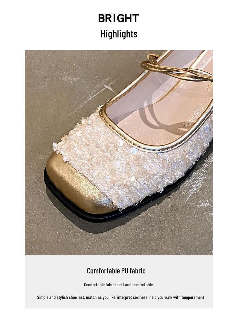 2024 Mary Jane Szpilki w stylu francuskim z cekinami: Szykowne Wiosenne Wieczorowe Skórzane Buty