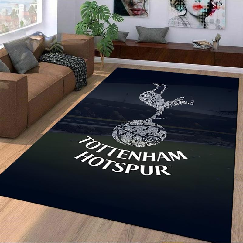 "Tottenham Hotspur Logo Carpet, Black Football Fans Room Decor Rug" Suitable for Use As an Anti-slip for Living Room Bedroom Sofas